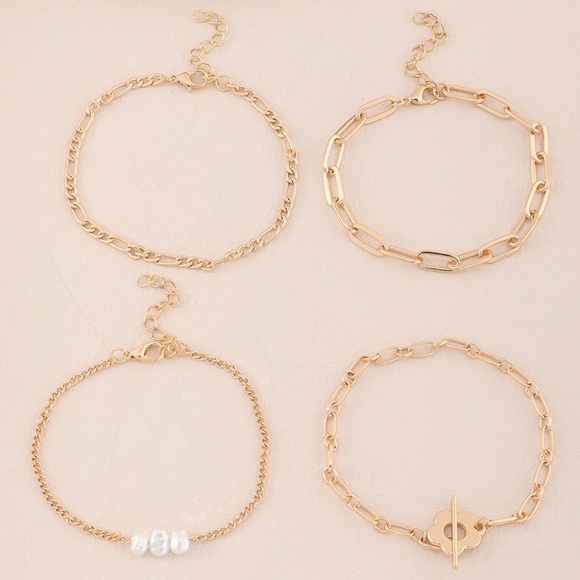 **JADA* 4-Pc Gold x Pearl Fashion Chain Bracelet Set - Picture 5 of 5